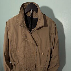 Woman Within Women's Beige Bark Fleece Lined Taslon Anorak  Size L (18/20)